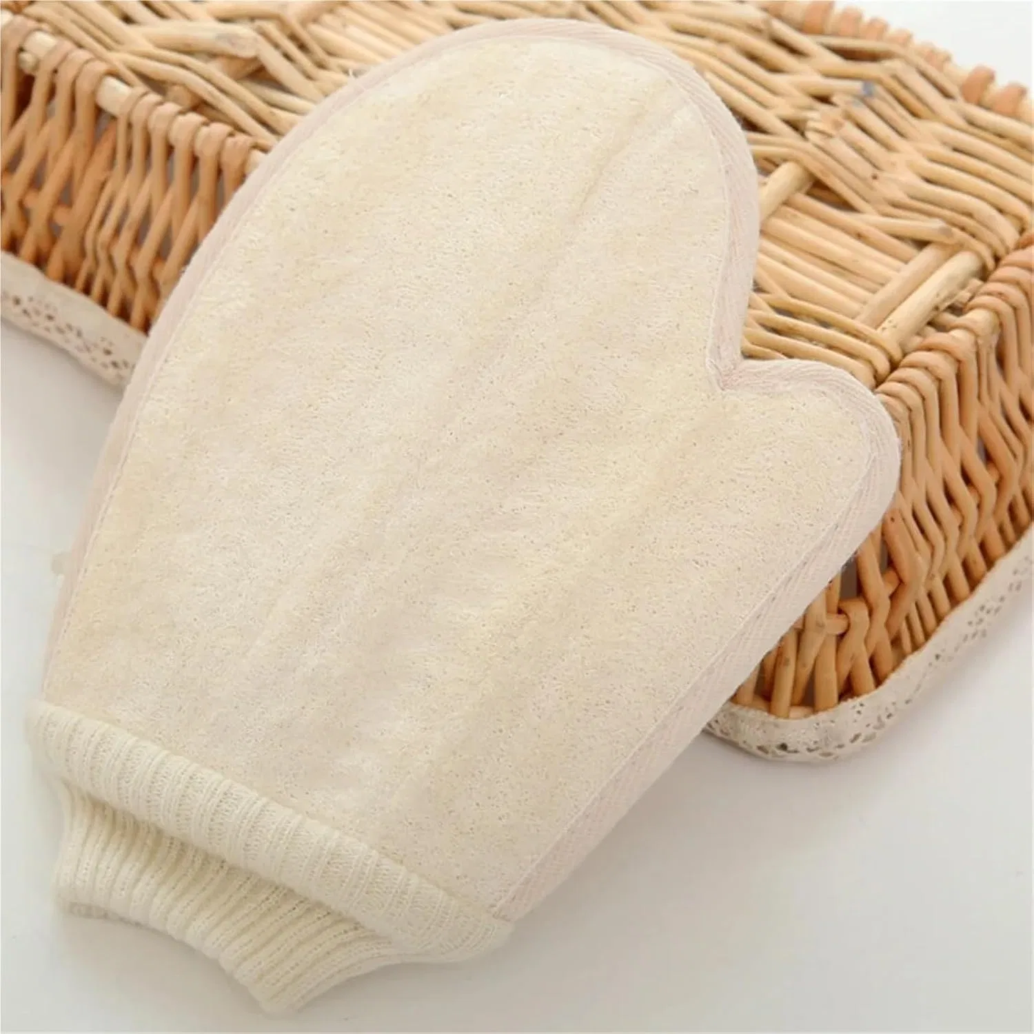 Мочалка для тела из люфы и хлопка, 2 шт, XUMKFJRE, 200 г, 2pcs — фото 4