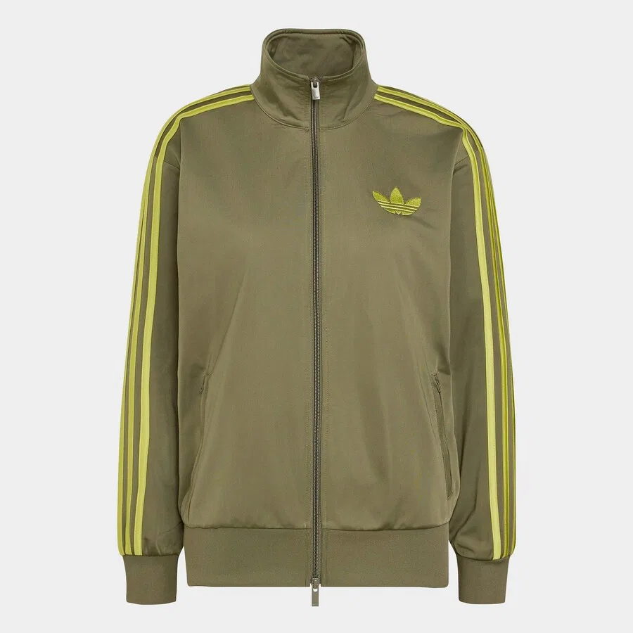 Худи на молнии ADIDAS ORIGINALS 'Firebird' в оливковом и яблочном цветах — фото 2