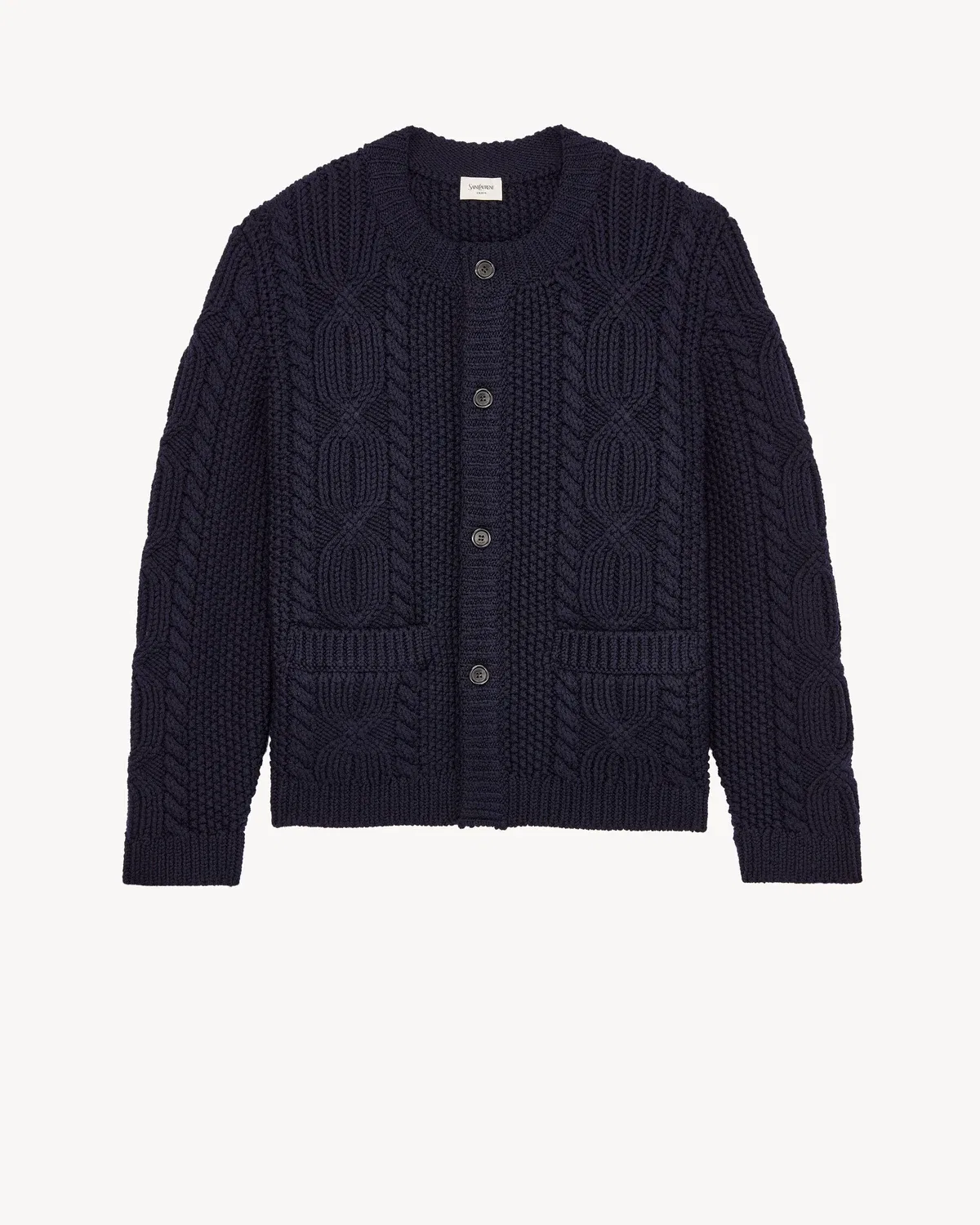 Вязаный кардиган из шерсти SAINT LAURENT, синий