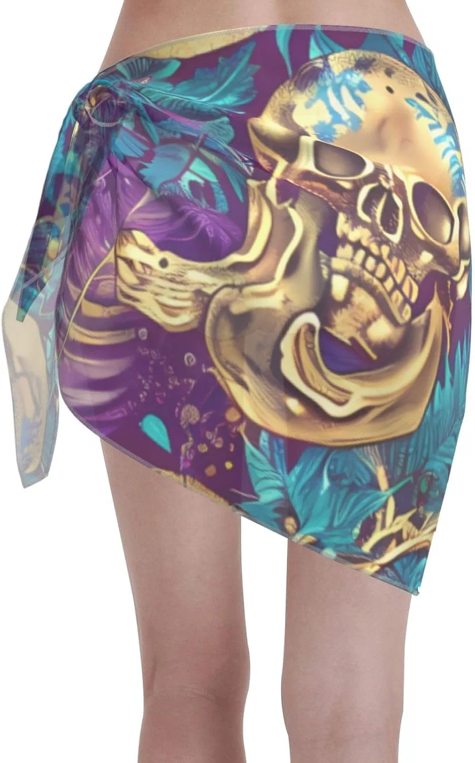Женская пляжная накидка с принтом енота, Skull 11 — фото 2