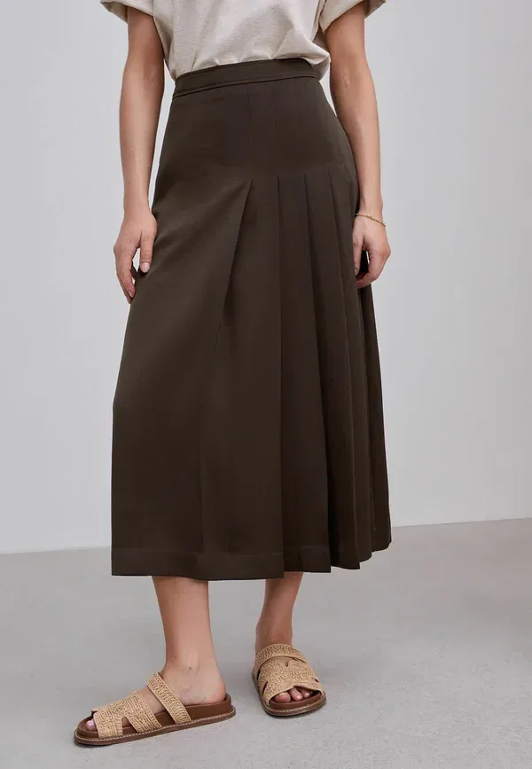 Юбка сатиновая A-line skirt Next, chocolate brown, коричневый/шоколадный