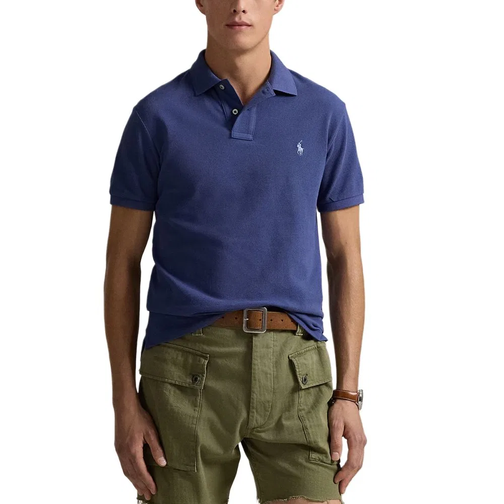 Мужское поло с коротким рукавом Custom Slim Fit Polo Ralph Lauren, Marine Blue — фото 4