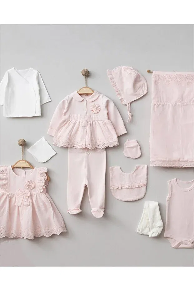 Детский комплект для выписки с платьем Lora elbiseli Mert Baby, Pink — фото 4