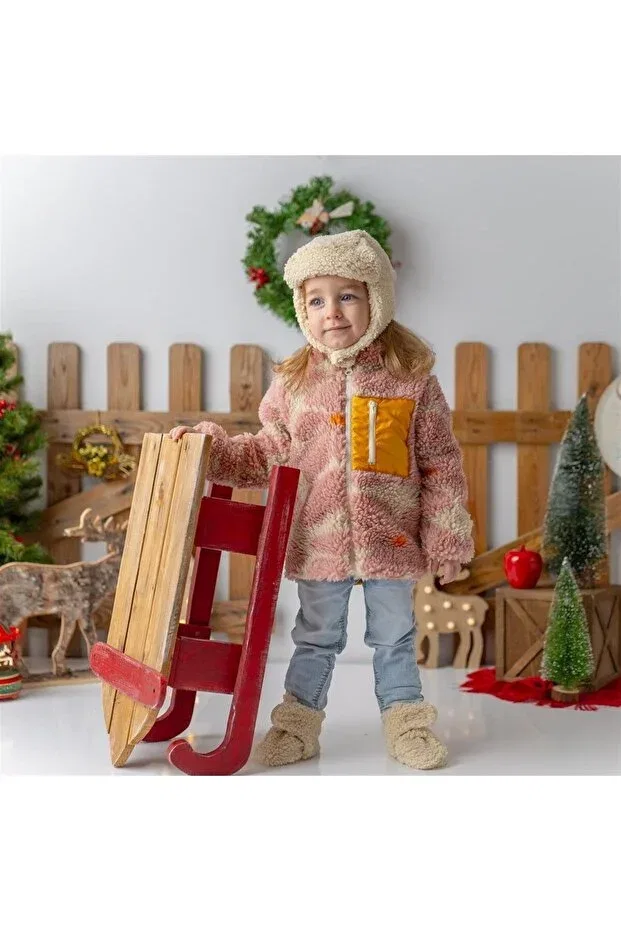 Детское пальто для девочек с принтом Faux fur girl's coat Mama Yoyo Baby&Kids, Flowery — фото 4