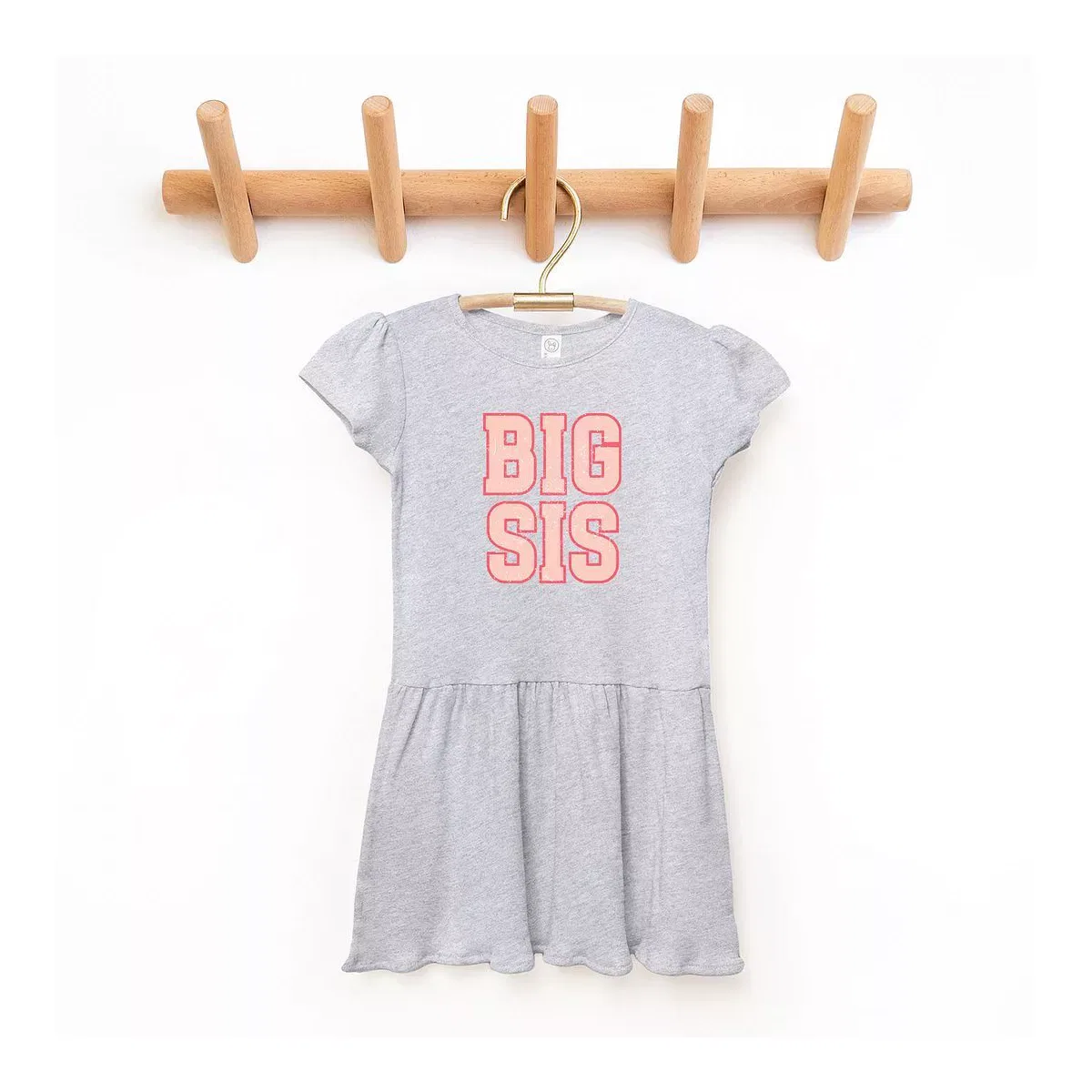 Детское платье для девочек с принтом Big Sis Distressed The Juniper Shop, Heather Grey