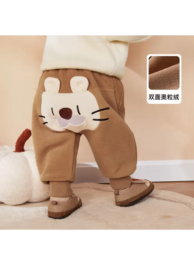 Штаны детские зимние с принтом, Doodle Home, коричневый — фото 2