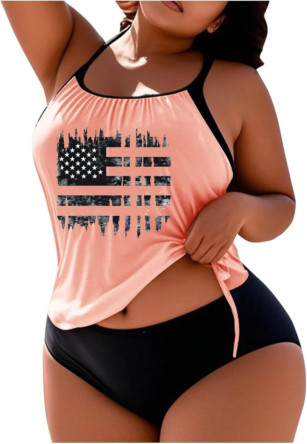 Женский танкини топ с шортами T-Back, Pink