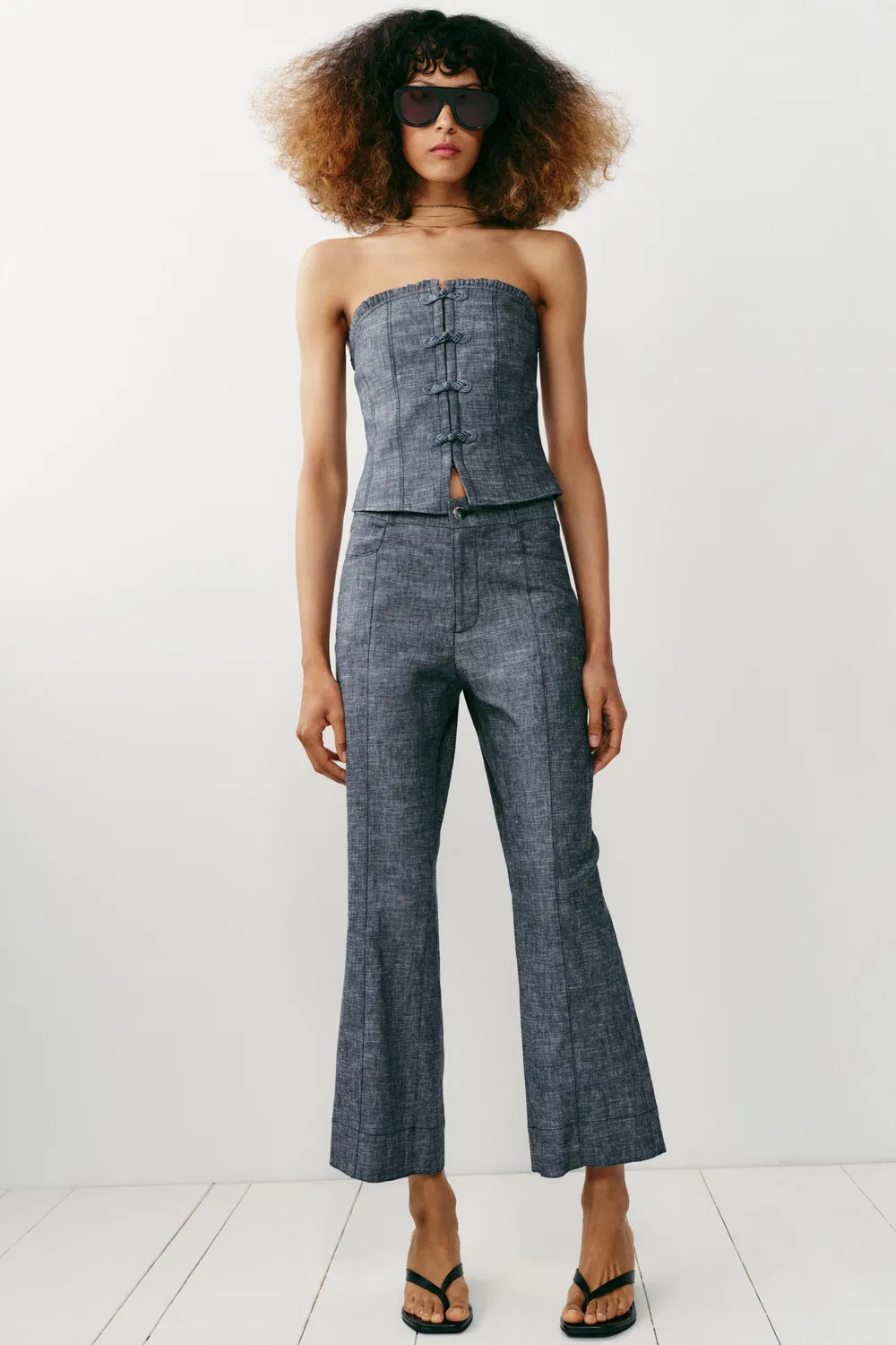 МИНИ-БРЮКИ-РАСКЛЕШЕННЫЕ ИЗ ЛЕНОВОЙ СМЕСИ ZARA, Grey