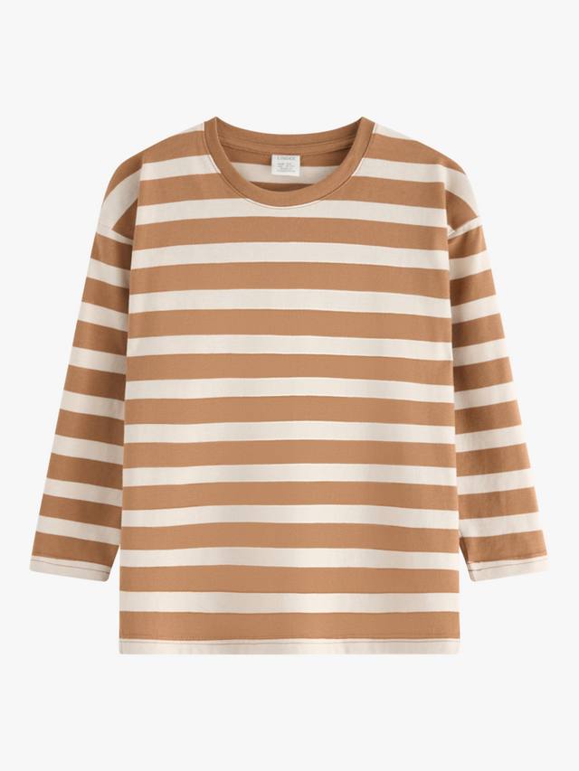 

Детская футболка с длинным рукавом в полоску из хлопка Lindex, Dark Dusty Beige