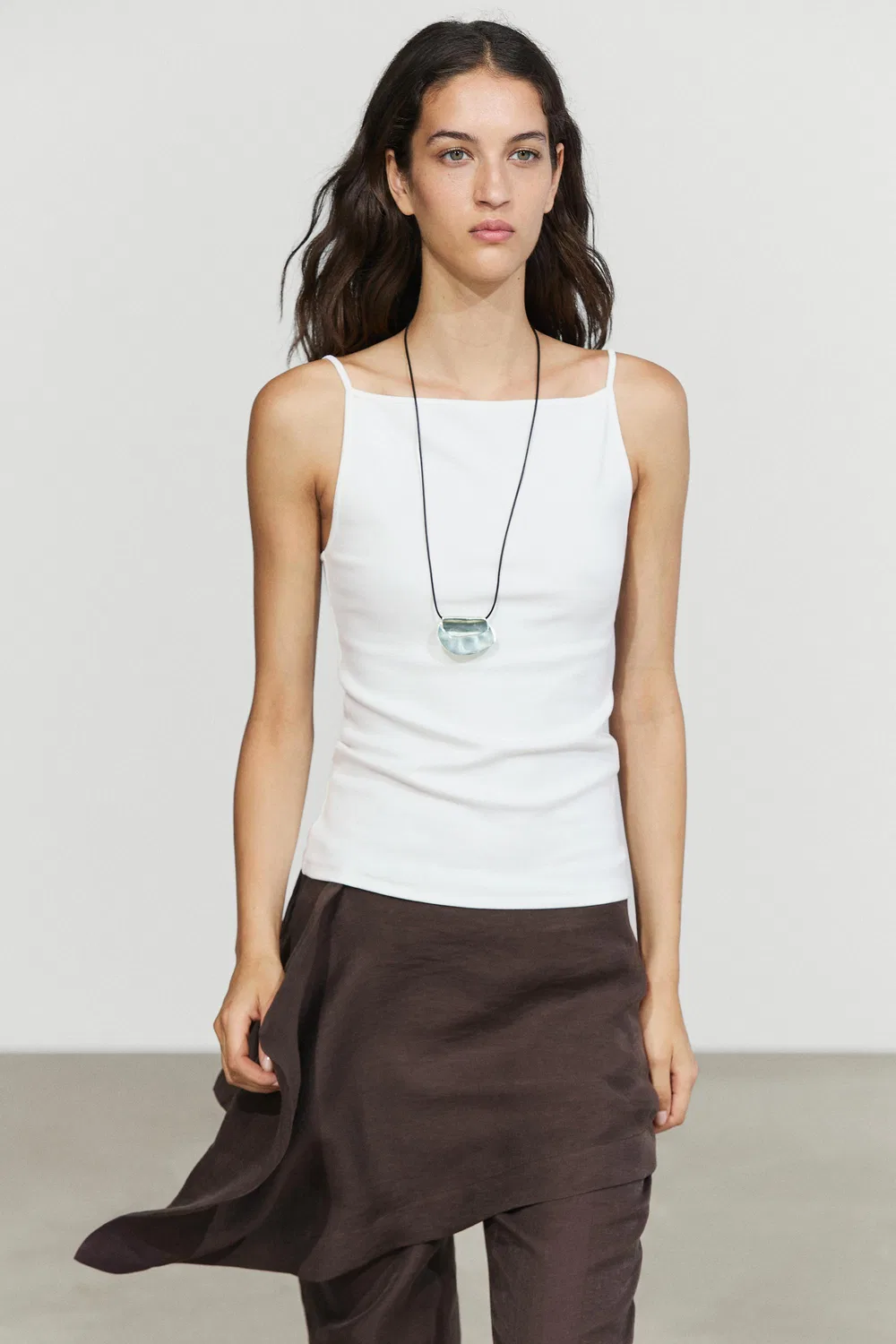 Топ-камисоль Massimo Dutti Cotton Blend, белый