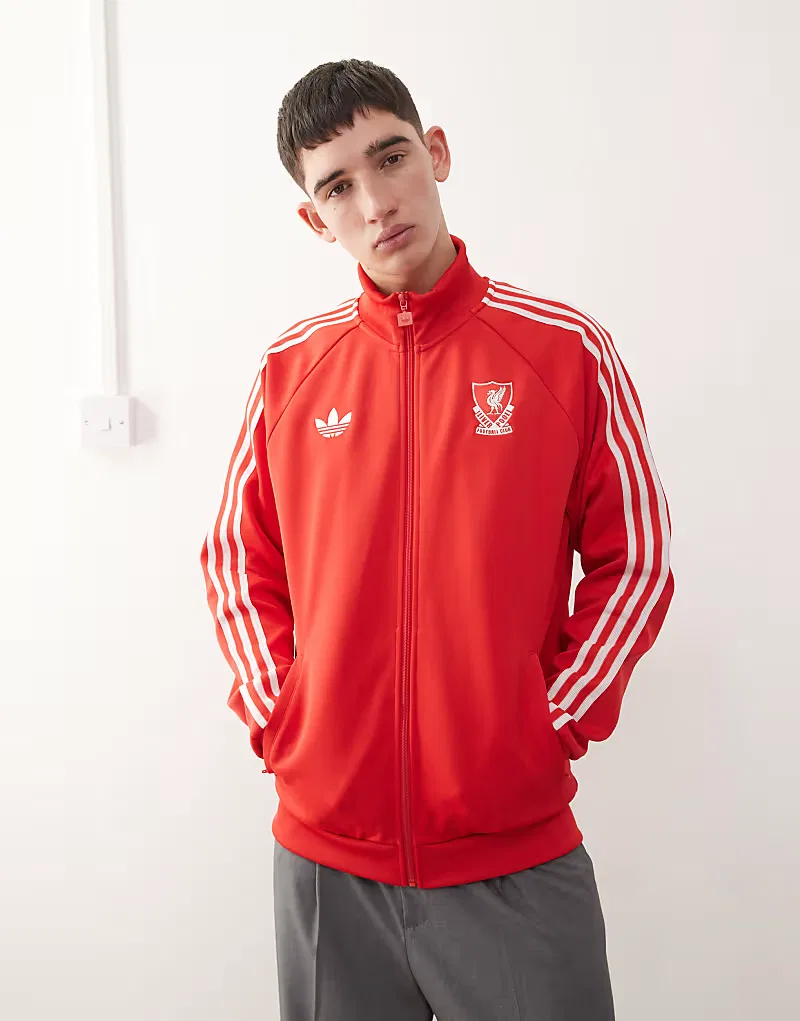 Куртка Adidas Football Liverpool на молнии, красно-белая