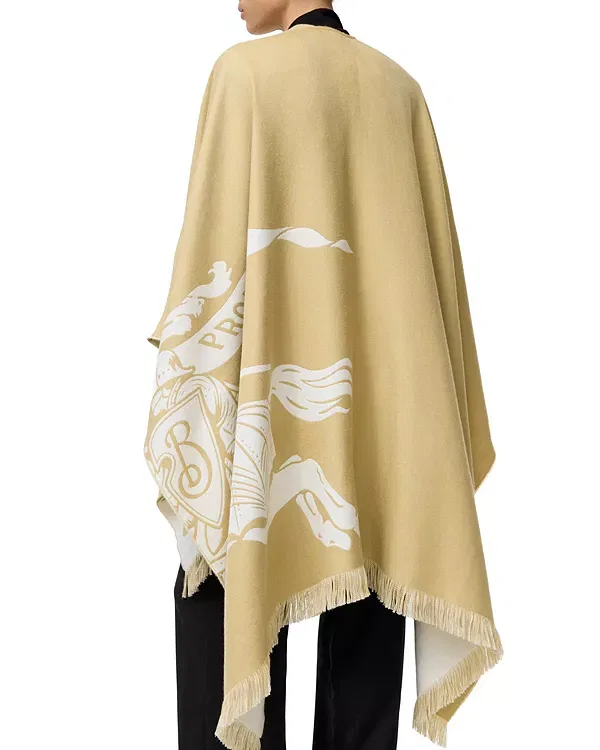Женское пончо из шерсти шелка и кашемира Knight Burberry, Sand Beige — фото 4