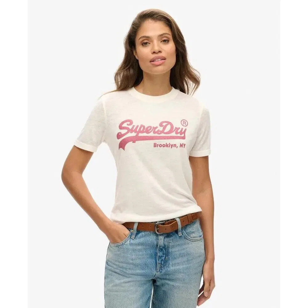 Женская футболка с принтом Vintage Superdry, Weiß — фото 2