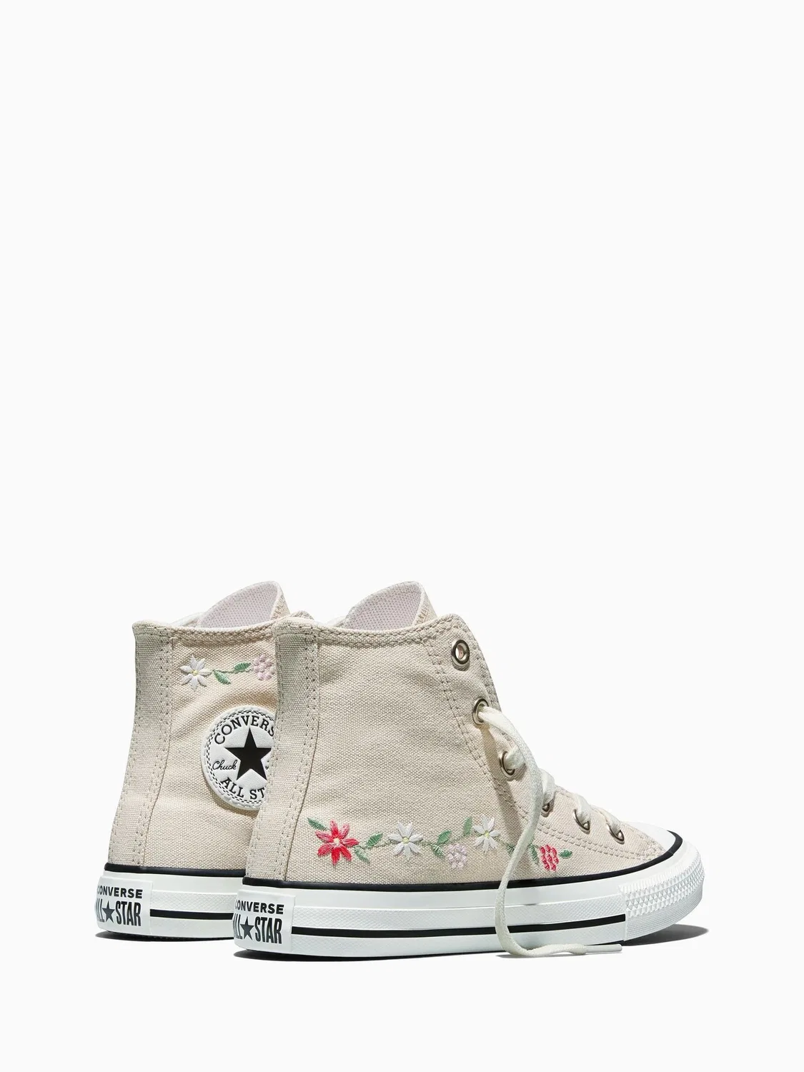 Кроссовки высокие с вышивкой цветов Converse Chuck Taylor, кремовый — фото 4