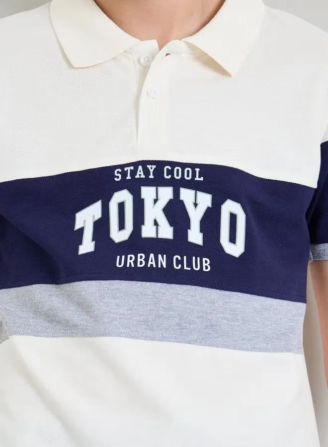 Styli Футболка поло с принтом и надписью для мальчиков, navy blue — фото 4