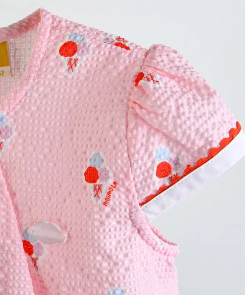 Детский комплект из летнего топа и шорт из сизаля, модель Summer Ice, moimoln, Pink — фото 4