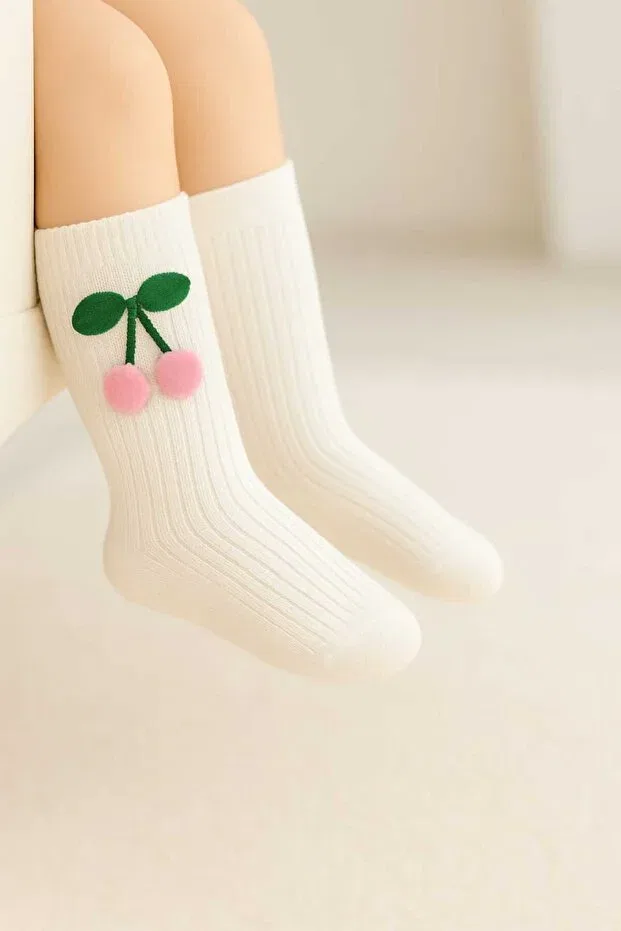 Детские носки для девочек с принтом Knee-High Socks Özkardeşler Baby, Ecru