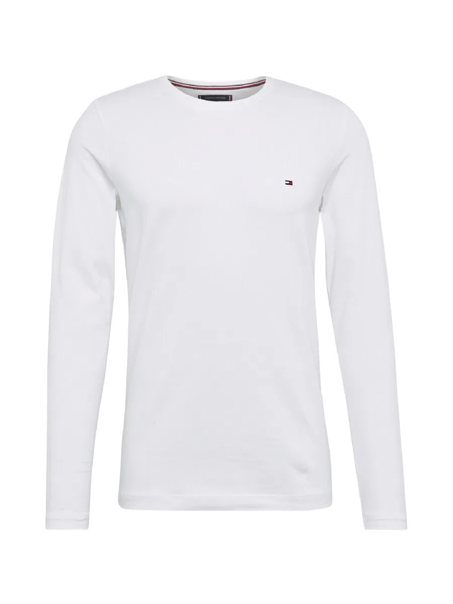 Рубашка TOMMY HILFIGER прямого кроя с длинным рукавом, облегающсилуэта, белого цвета