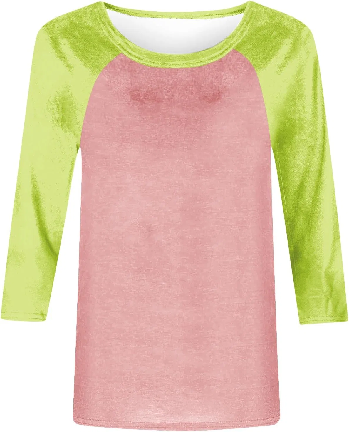 Женская футболка с рукавом 3/4 и цветовой блокировкой, Pink — фото 4