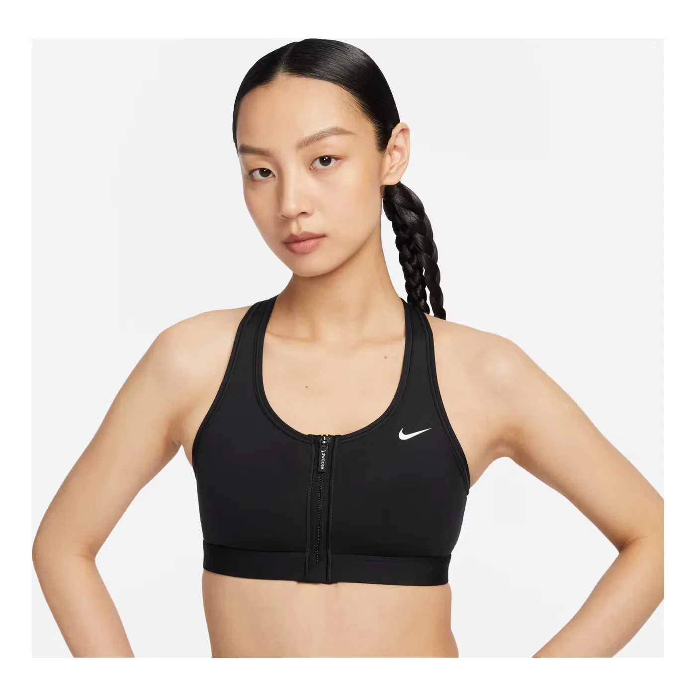 Спортивный топ Nike Swoosh с передней молнией, черный