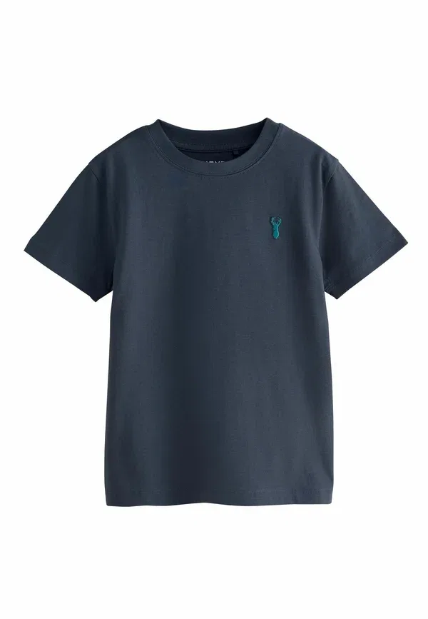 Футболка с вышивкой 4 pack stag embroidered short sleeve Next Berry, Navy, Teal, Ochre, темно-синий/бирюзовый — фото 4
