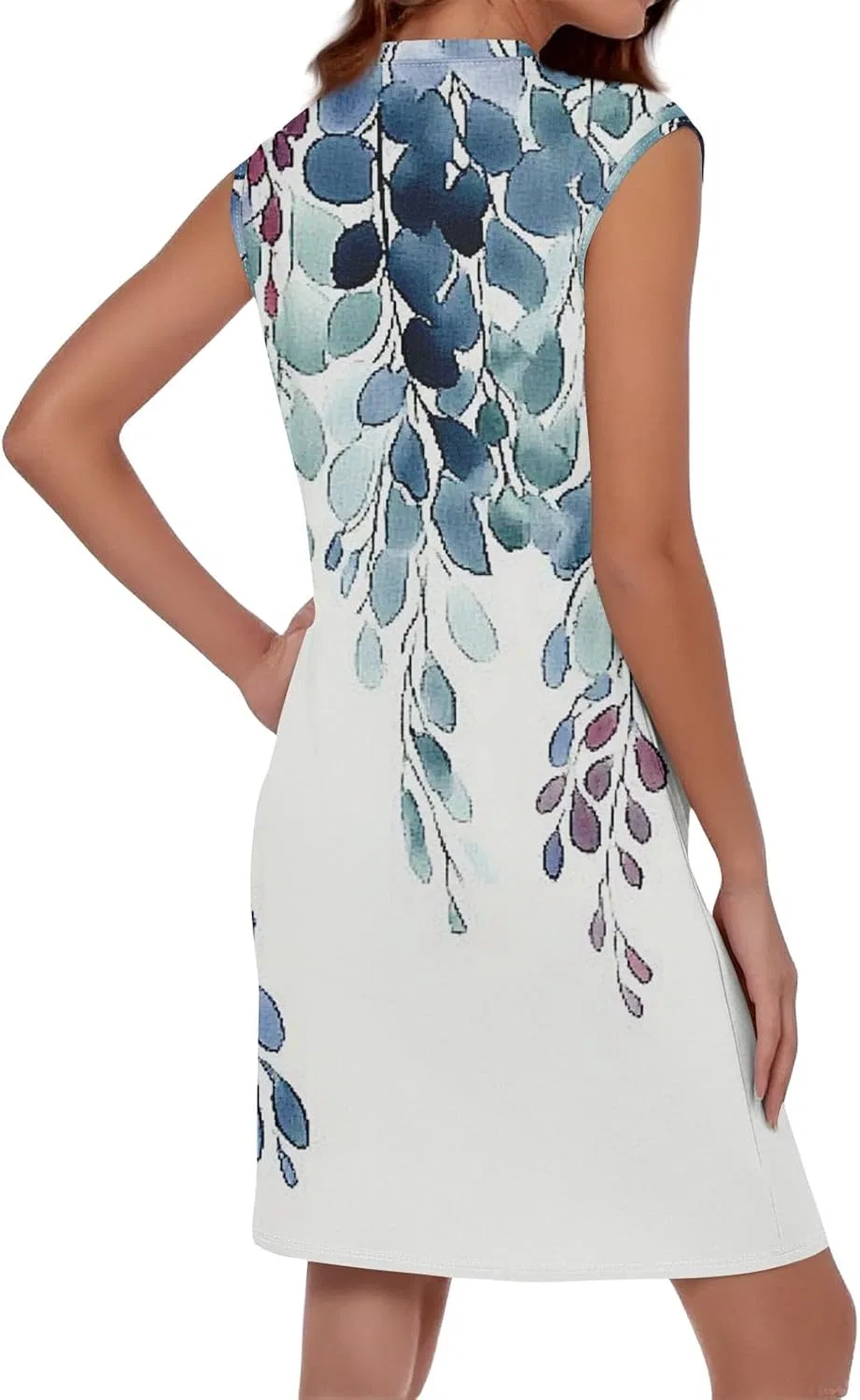 Женское мини-платье без рукавов с карманами Summer Dress, 3-blue — фото 3