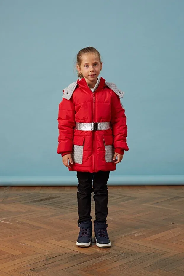 Детское пальто для девочек с капюшоном реглан Men Anorak, Red