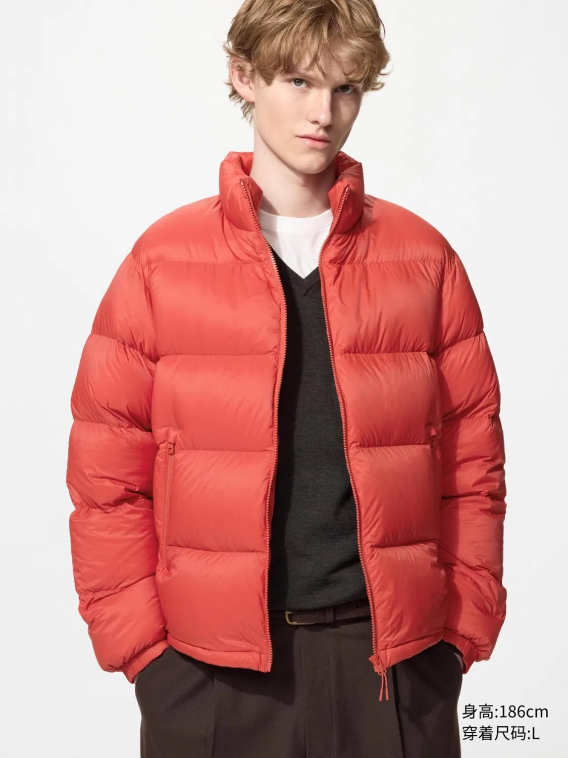 Куртка легкая пуховая Uniqlo, оранжево-красный