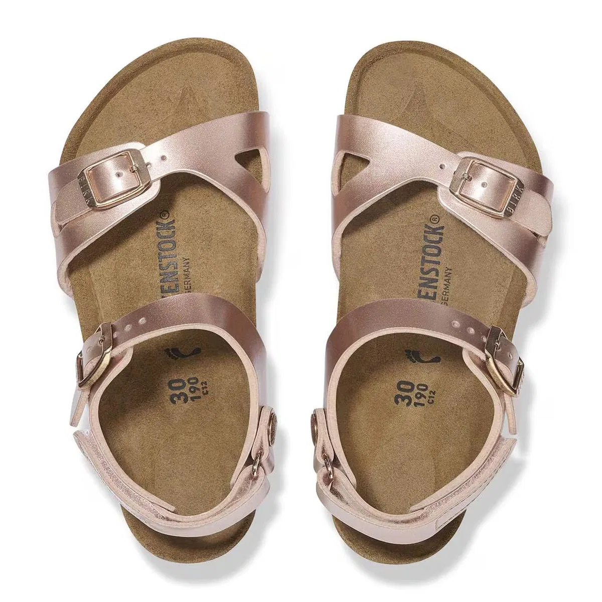 Детские сандалии для мальчиков с ремешком на липучке Rio Birkenstock, Electric Metallic Copper Birko Flor — фото 2
