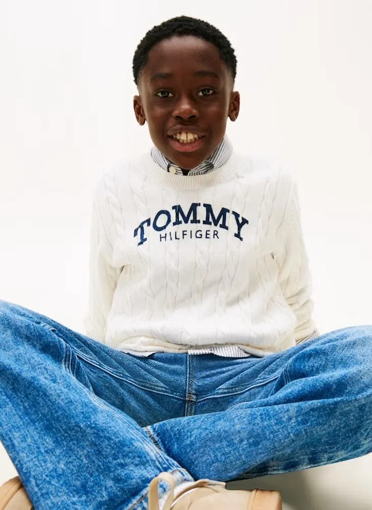 Свитер с принтом Tommy Hilfiger, слоновая кость — фото 3