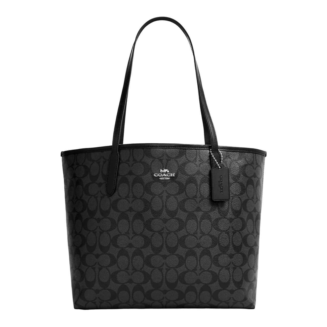 

Сумка Coach Outlet City Tote in Signature Canvas, темно-серый/черный