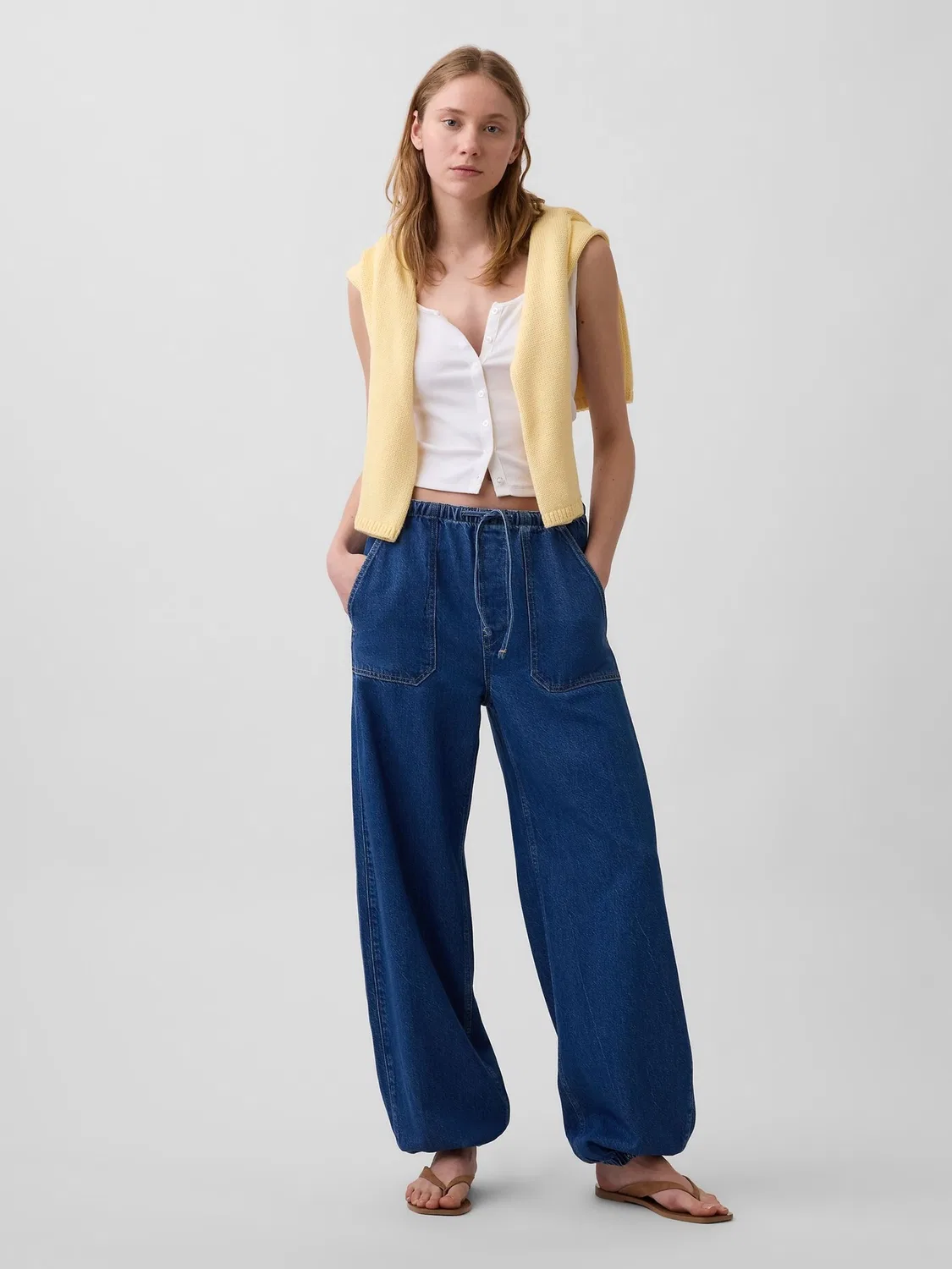 Джинсы баррель Gap UltraSoft Dark Wash — фото 4