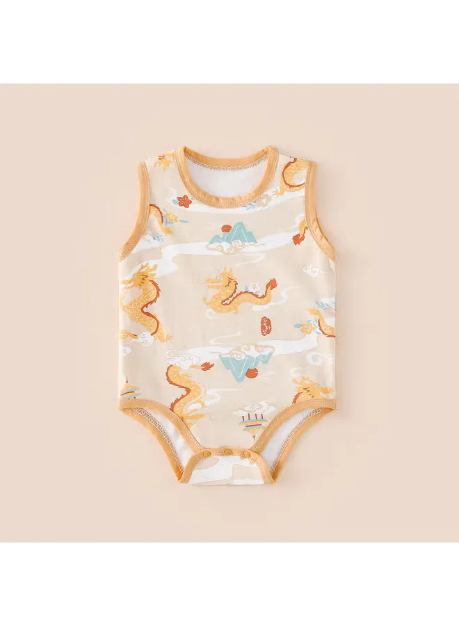 Боди-комбинезон без рукавов хлопковый Newborn baby cotton romper Doxiluka, путешествие дракона — фото 2