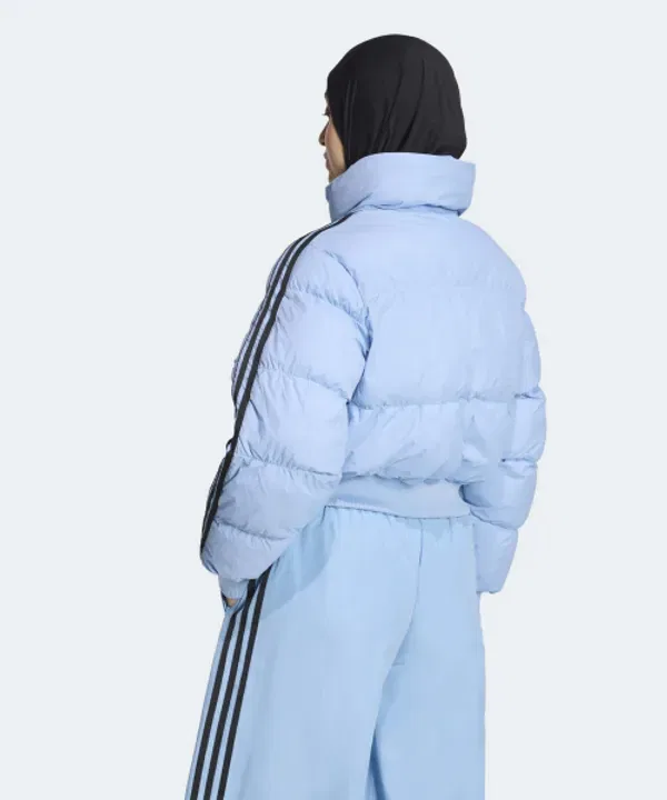 Укороченный пуховик с синтетическим наполнителем, Adidas, пепельно-голубой — фото 2