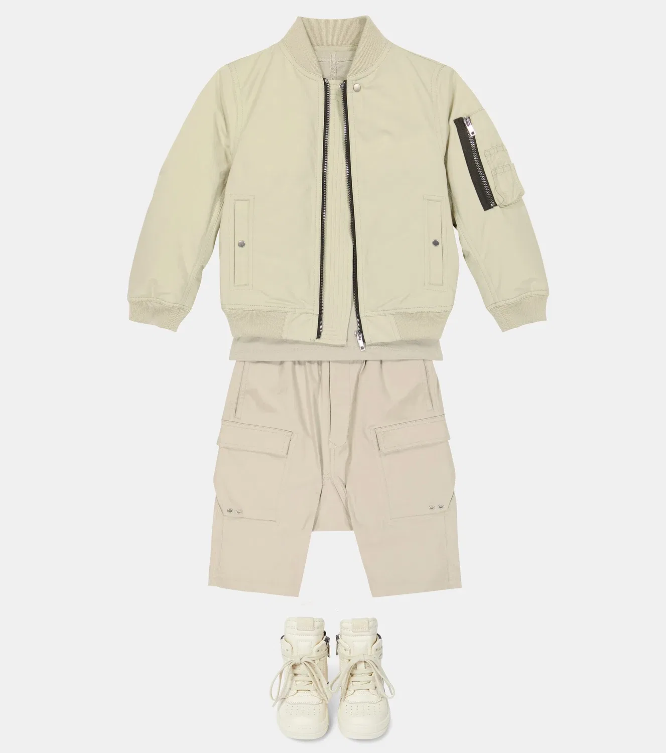 Бермуды хлопковые Rick Owens Kids, бежевый — фото 2