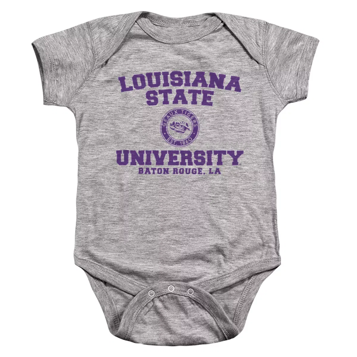 Детское боди-комбинезон с коротким рукавом с принтом LSU Circle Logo NCAA, Athletic Heather