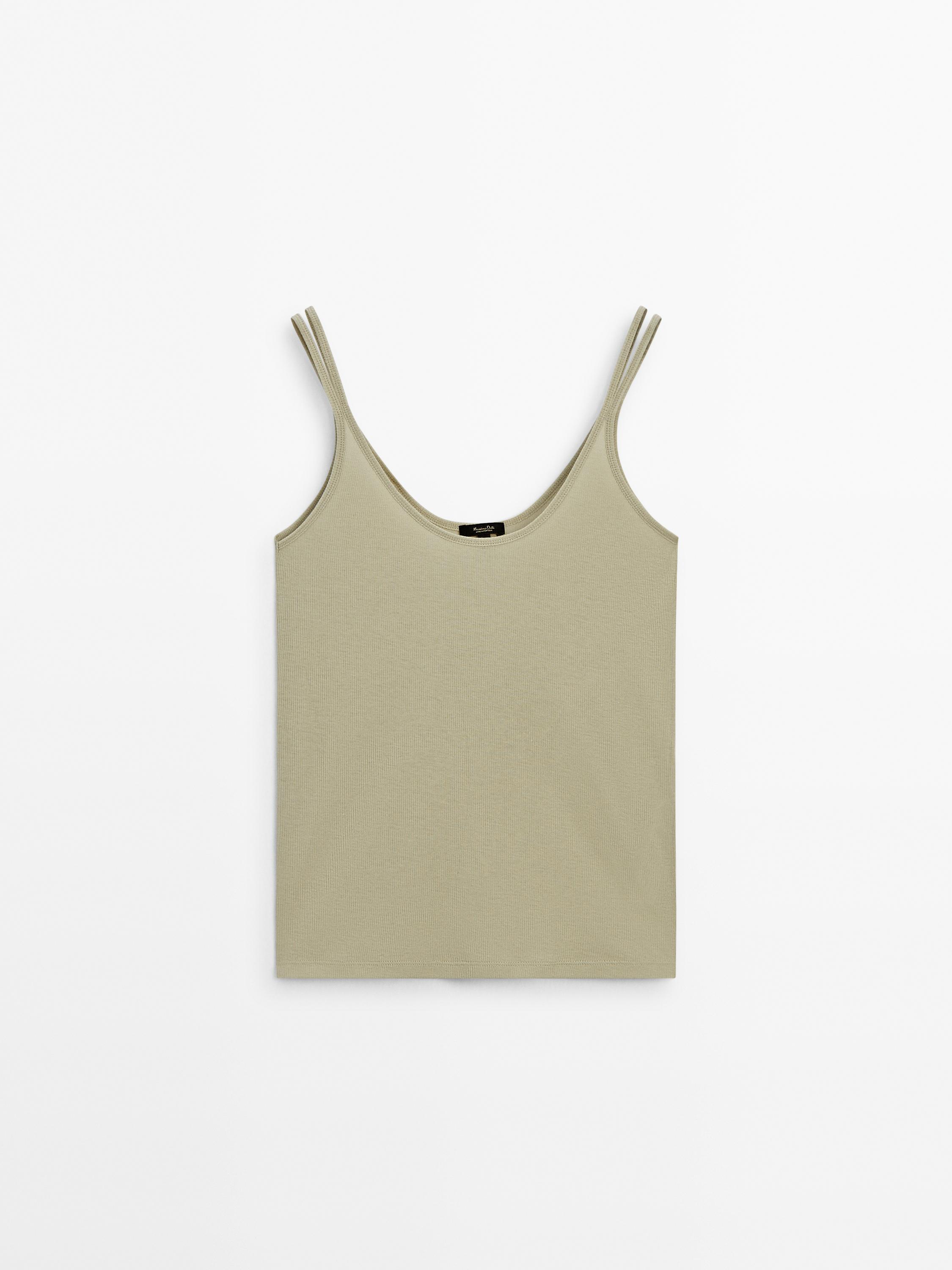 

Майка в рубчик Massimo Dutti, бледно зеленый