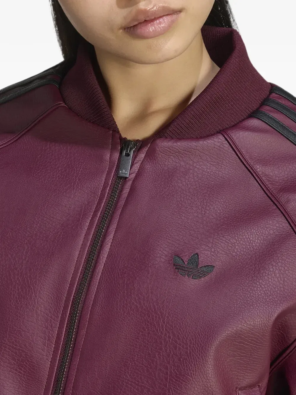 Бомбер с вышитым логотипом и полосками Adidas, фиолетовый — фото 3
