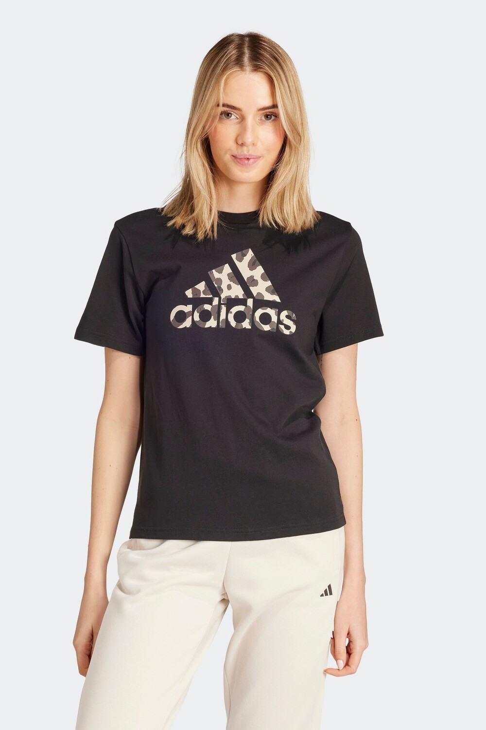 

Футболка с анималистичным принтом, 100% хлопок Adidas, черный