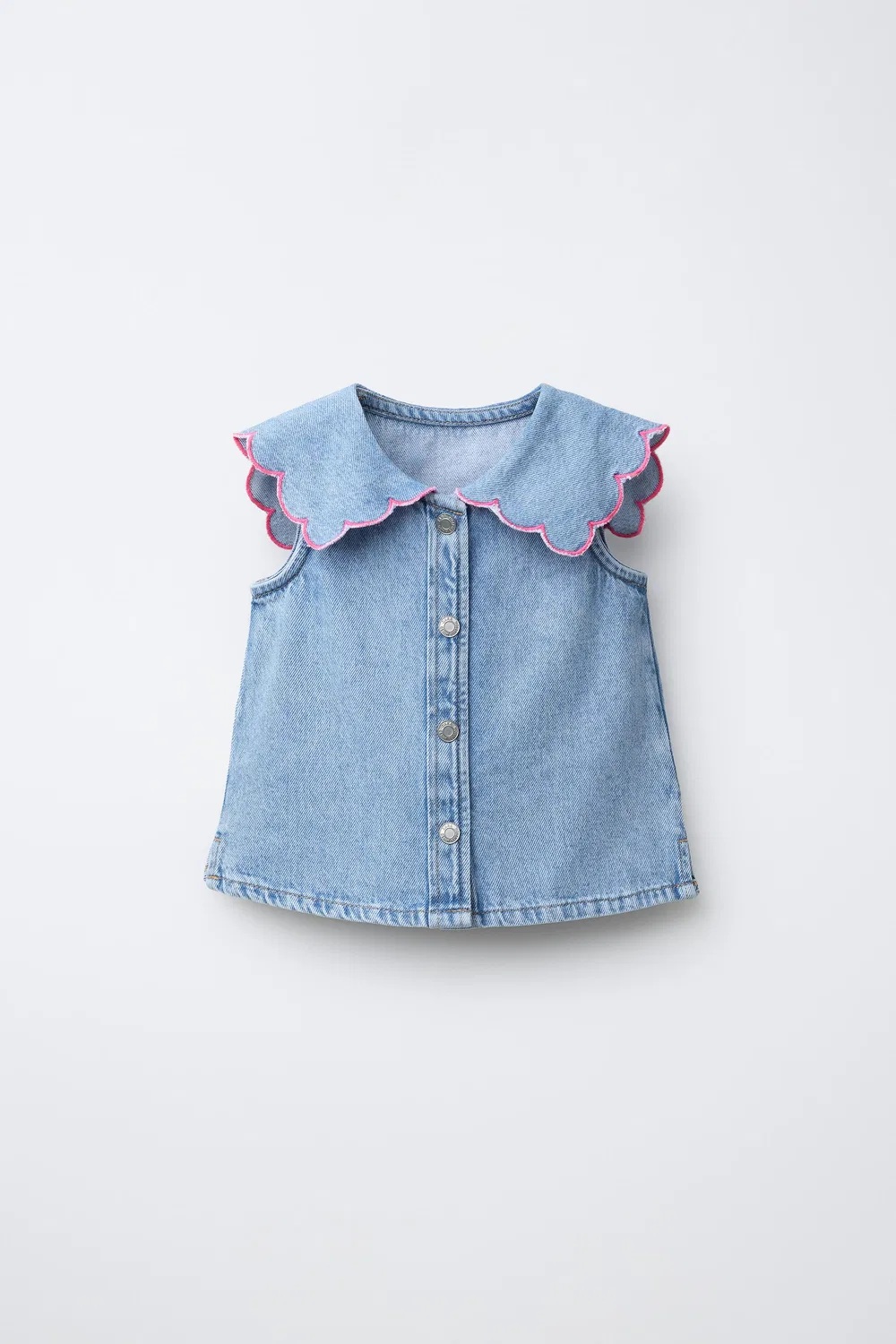Джинсовый топ с волнообразным рисунком ZARA, Mid-Blue