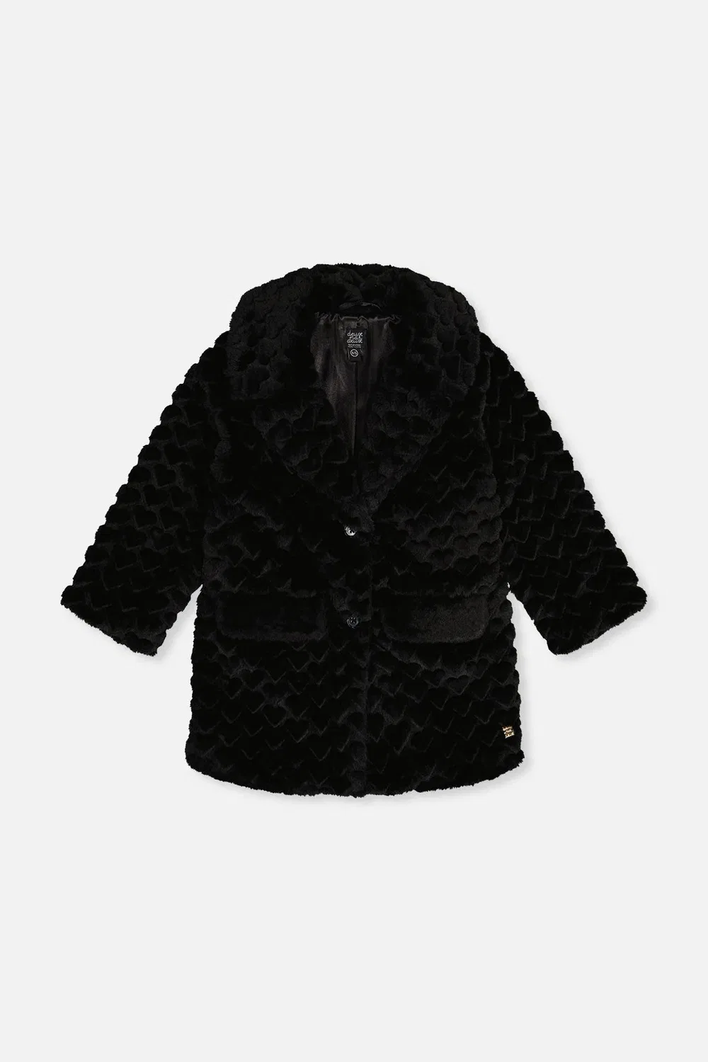 Детское длинное пальто из искусственного меха с фактурным узором Chic Occasionwear Deux par Deux, черный