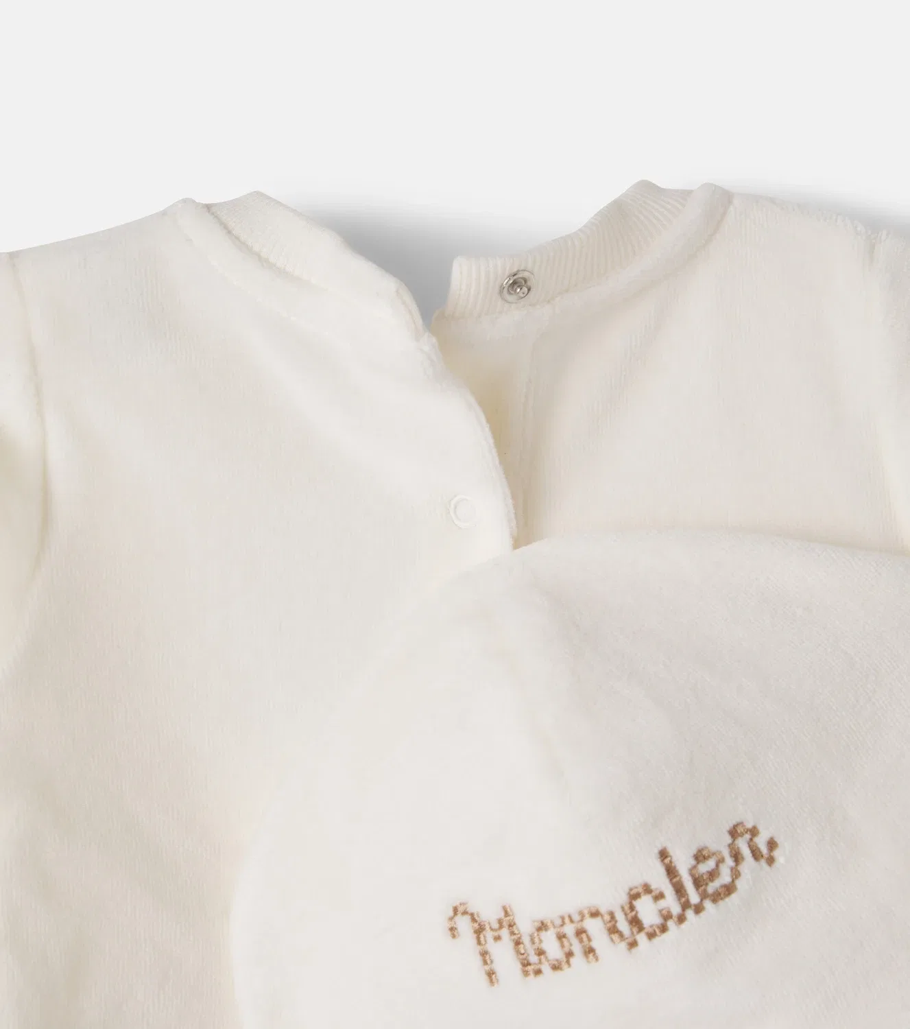 Комплект из комбинезона и шапочки из хлопковой смеси Moncler Enfant, белый — фото 4