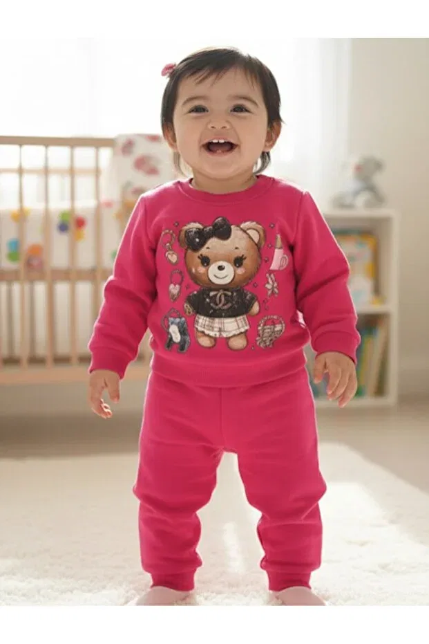 Детский для девочек комплект спортивного костюма с принтом Teddy Bear Dastini, Pink