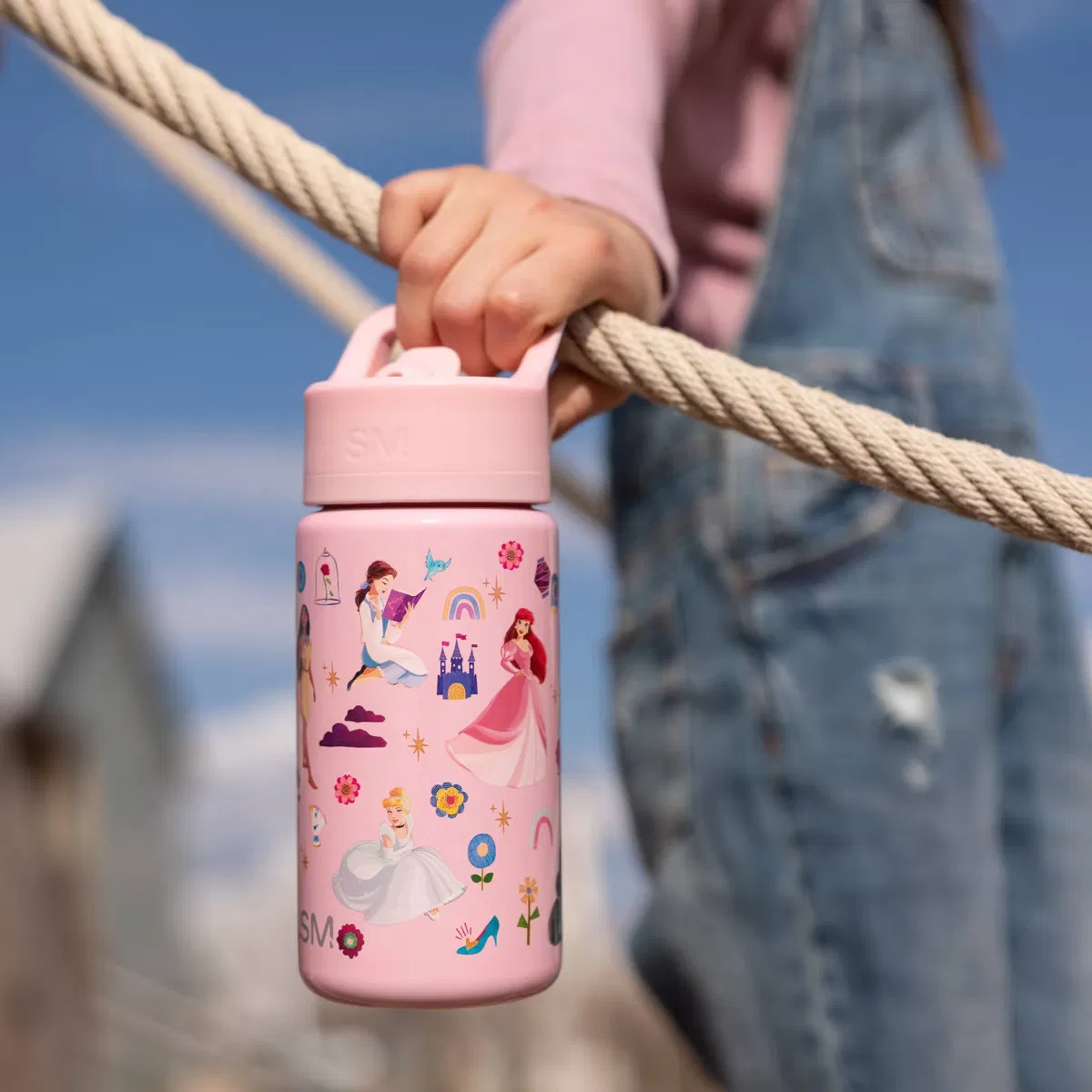 Детская бутылка для воды 14 унций (414 мл) с трубочкой Summit Disney Princess Simple Modern, Light Pink — фото 3