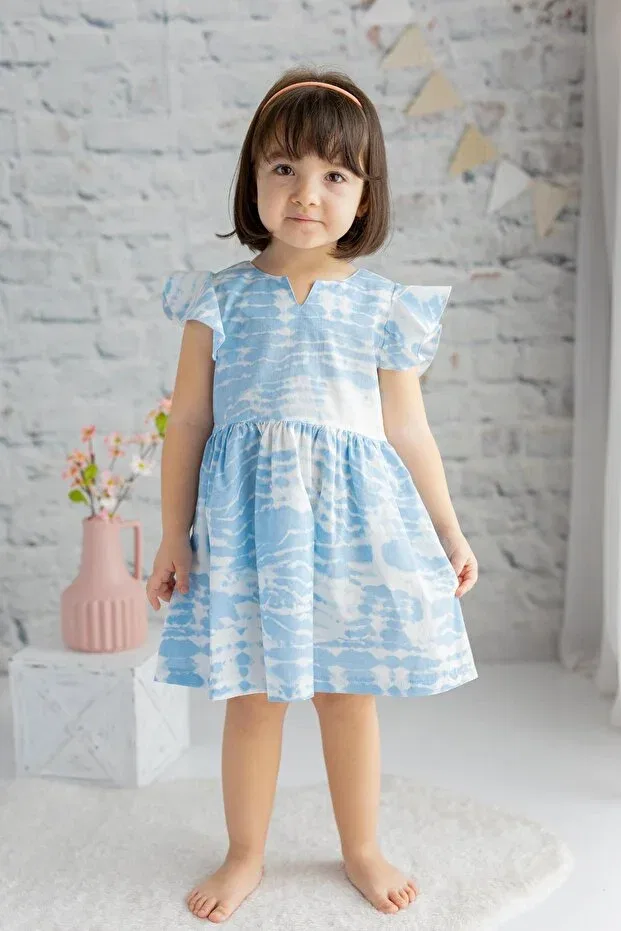 Детское платье для девочек с принтом Elegant Generic Brands, Blue Cloud Pattern