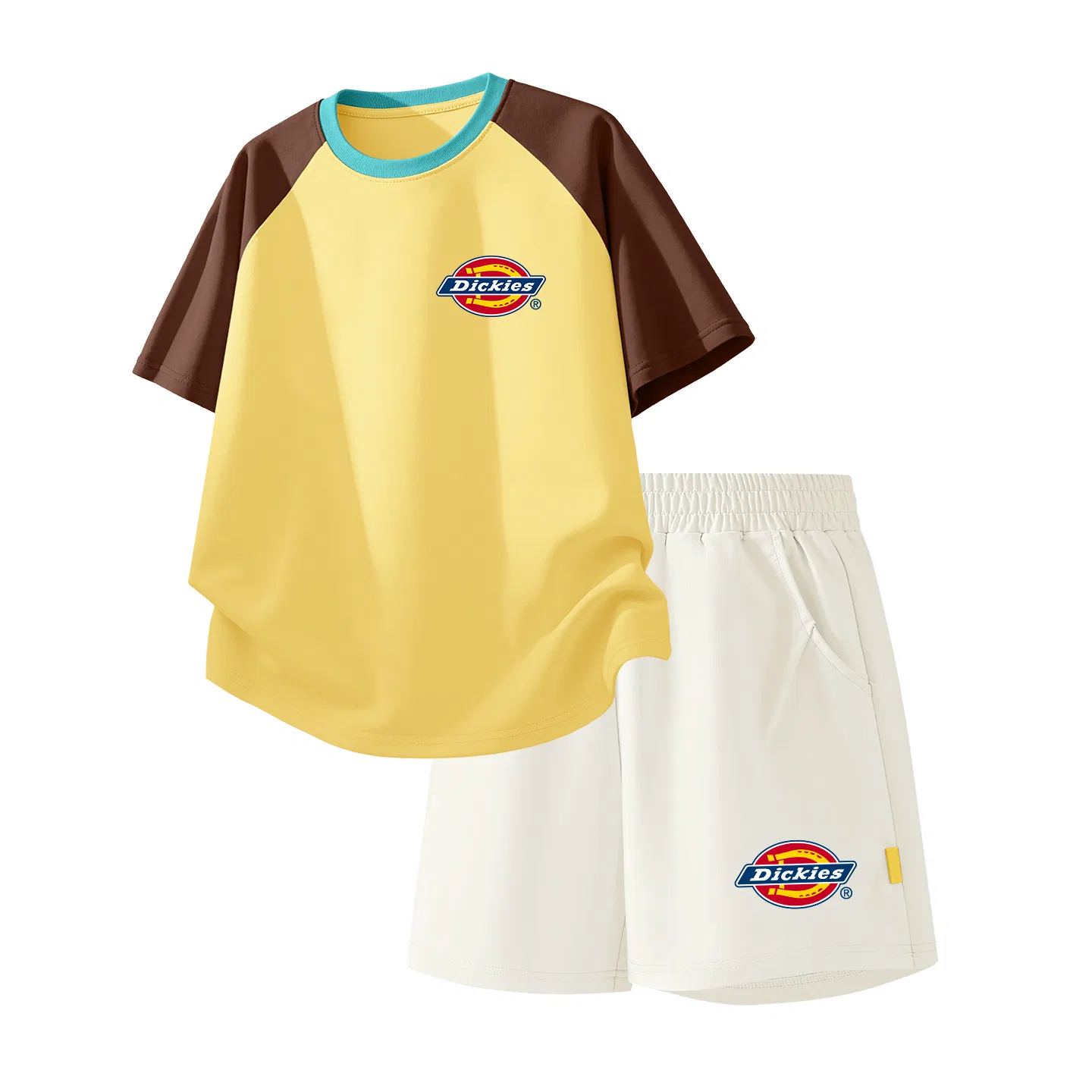 Детский спортивный комплект из 2 предметов с принтом Dickies, Brown Yellow/Mist White