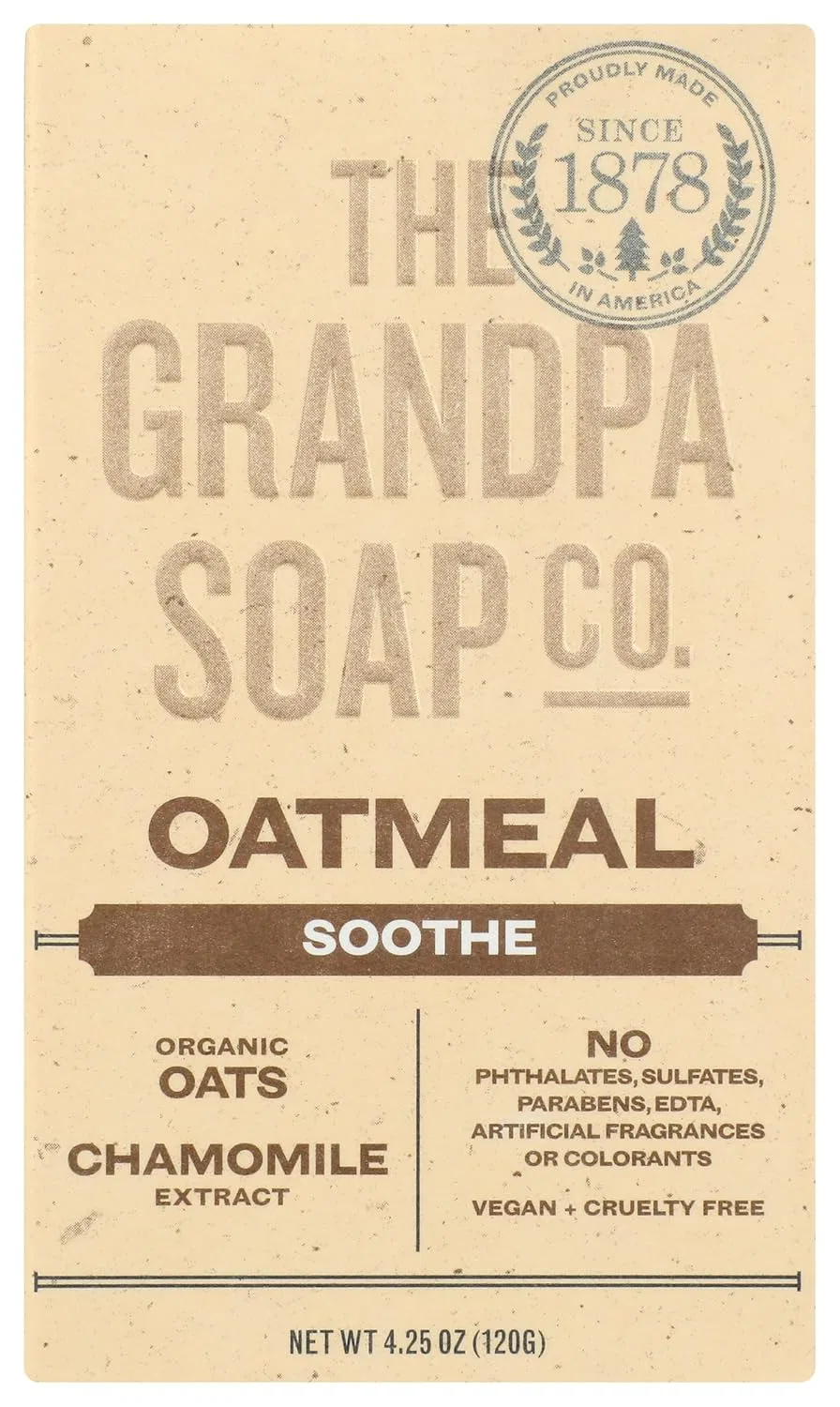 Твердое мыло для лица и тела The Grandpa Soap Company, Овсяное, 120 г