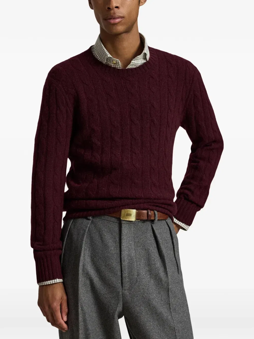 Кашемировый свитер фактурной вязки POLO RALPH LAUREN, красный — фото 3