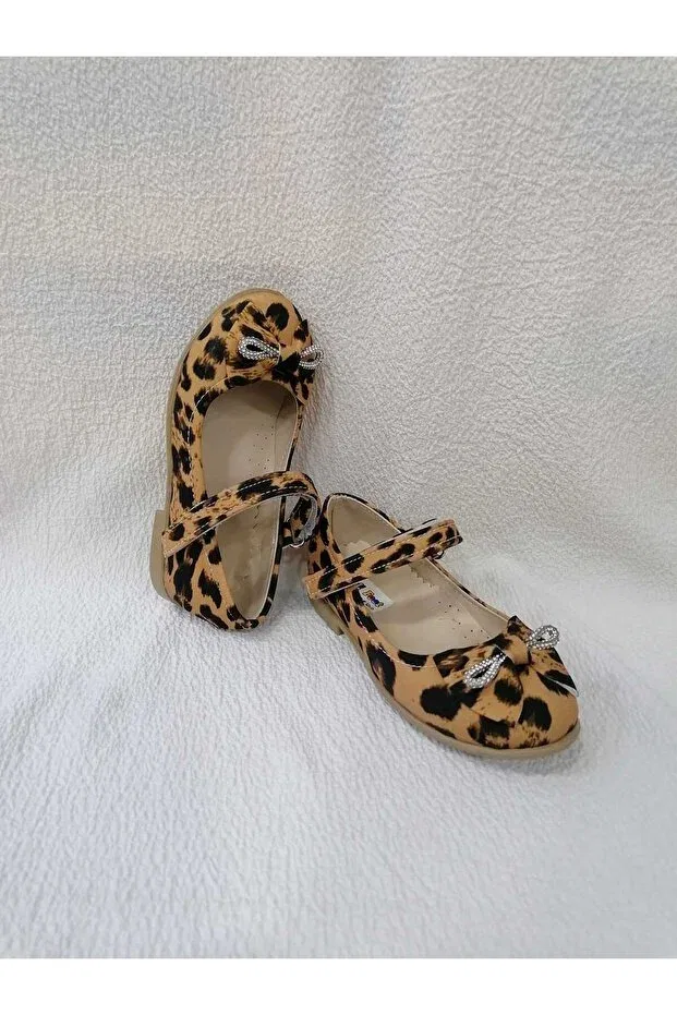 Детские балетки для девочек с принтом Özgür Kids, Brown Leopard — фото 4