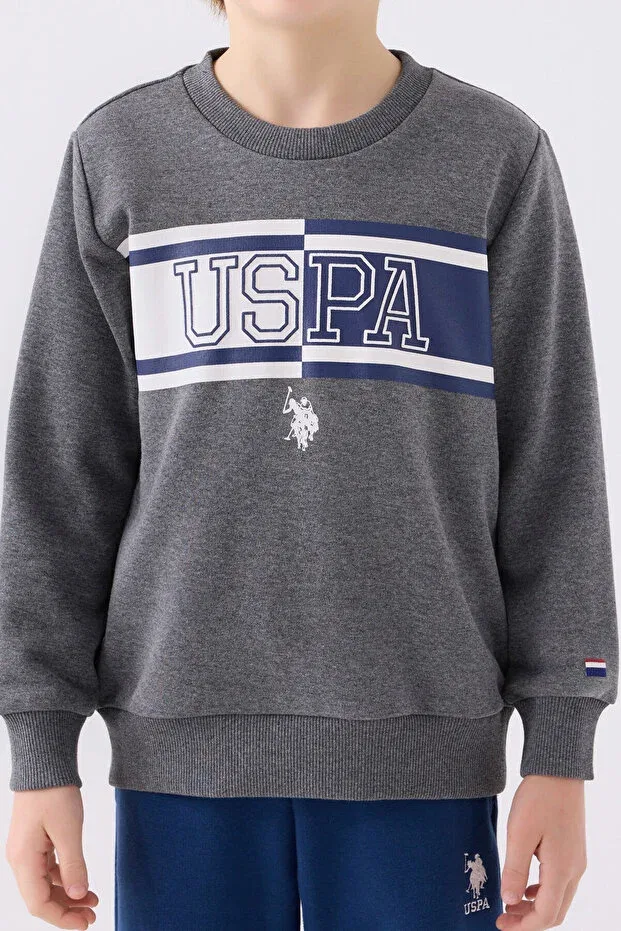 Детский спортивный костюм для мальчиков с принтом U.S. Polo Assn., Gray — фото 3